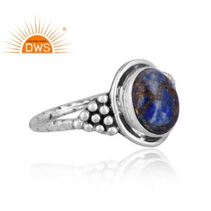 Nouvel arrivage Argent sterling oxydé Naturel Mojave Cuivre Lapis Gemme Bague empilable Fabricant de bijoux personnalisé - Product Image 3
