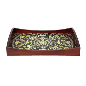 Juego de tres bandejas de madera para servir en el hotel con la mejor decoración del hogar, diseño estándar con calcomanía impresa, acabado de comida, uso de hospitalidad en el hogar - Product Image 4