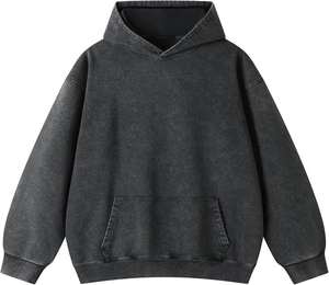 Sudaderas con capucha de lavado ácido para mujer, sudaderas con capucha antiarrugas transpirables de tendencia superior para mujer, sudaderas con capucha de hombro caído para mujer, algodón 100% - Product Image 4