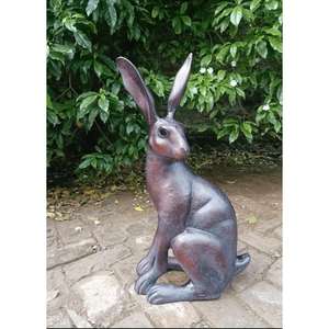 Escultura de Conejo de Bronce Saltando, Artesanía, Adorno de Conejo Antiguo, Decoración de Jardín, Casa de Campo, Figura Decorativa de Pascua - Product Image 4