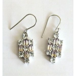 Ametrine White Topaz Pendant Drop <b>Earrings</b> Geometric Shape Classic Religious Made Copper Brass for Parties Featuring Pearl <b>Hook</b> - Product Image 1