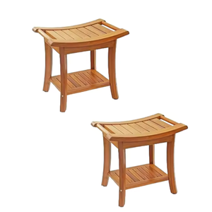 Usine directe banc de douche en bambou chaise de bain avec étagère étanche en bois Spa bain salle de bain organisateur à vendre - Product Image 2