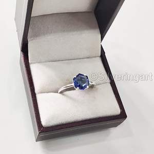 Anillo de Mujer con Zafiro Azul Natural, Piedra de Nacimiento de Septiembre, Anillo Apilable de Plata de Ley 925 - Product Image 3