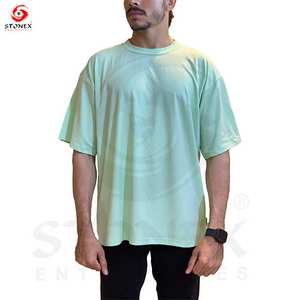 Camiseta de lujo para hombre, nuevo diseño, Jersey de algodón pesado, ajuste holgado con poco hombro caído, Cuadrado y logotipo personalizado de gran tamaño - Product Image 2