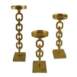 Lot de 3 bougeoirs élégants au design doré bougeoirs en métal au design unique pour la décoration intérieure look classique à bas prix - Product Image 2