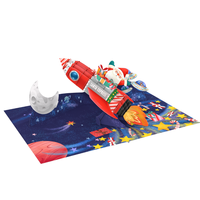 Joyeux Noël, cartes de vœux 3D pop-up, enveloppes, papier origami fait main, impression numérique 6 couleurs, design personnalisé, vaisseau spatial