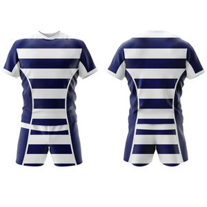 Maillot de rugby pour homme à manches longues surdimensionné blanc de haute qualité, chemise vintage à rayures, uniforme en jersey de coton, prix bas, OEM - Product Image 3