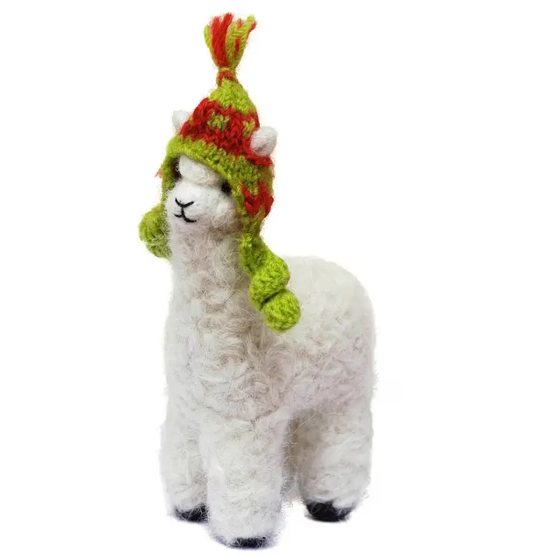 Filz Cria Huacaya Alpaca Miniaturdekoration: handgefertigte Skulptur-Ornament