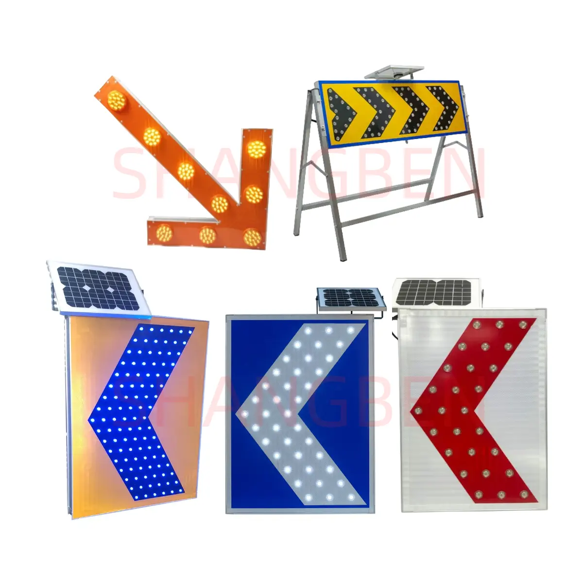 Lampe à led à énergie solaire tableau de direction lumière éclairée signalisation routière led flèche clignotante panneau solaire chevron