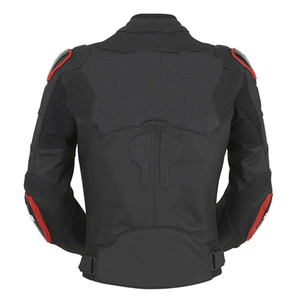 Men's Genuine Leather Winter Racing Motorbike Jacket Red Lines CE Armours Protection Custom Racing Motorcycle Jacket Pure Black - Product Image 2