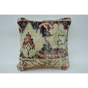 Coussin en laine de Bohème multicolore 12x12 pouces Patchwork Kantha Coussin décoratif Vintage Brodé Imprimé pour la maison et le sol - Product Image 1