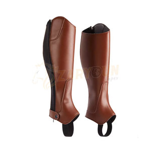 Best Professional Cowhide Leather Half <b>Chaps</b> for Horse Riders Customizable New Color for <b>Riding</b> Genuine Leather Material - Product Image 3