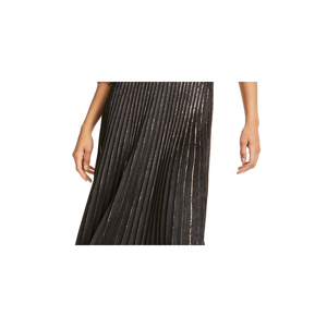 Gonna Nera Plissettata in Velluto da Donna Lucy Paris, Stile Vintage Lucido, Tessuto in Corduroy Ricamato, Taglia XS, Logo Stampato, Vita Alta - Product Image 2