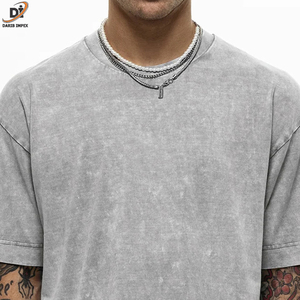 Camiseta de lavado ácido informal personalizada de alta calidad para hombre, manga caída, diseño liso por fabricante - Product Image 2