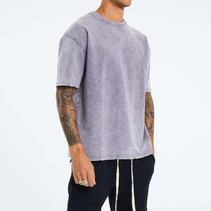 เสื้อยืดผู้ชายทรงบ็อกซี่ฟิต ล้างสีแบบแอซิด ไซส์ใหญ่ แขนสั้น ผ้าฝ้าย 100% ระบายอากาศ แห้งเร็ว เป็นมิตรกับสิ่งแวดล้อม สไตล์สตรีทแวร์ - Product Image 2