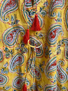 Vestido Midi de Algodón Indio para Mujer, Estilo Hippie, Paisley, Bohemio, Gitano, MAXI, Casual, con Decoración de Borlas, 100% Algodón - Product Image 5