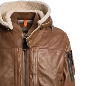 Chaqueta de Invierno Original de Piel de Oveja para Hombre, Cuello Alto, Logotipo Frontal, Impermeable, con Capucha, OEM, Alta Calidad, Personalizable y Elegante - Product Image 3