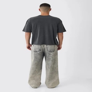 T-shirt personnalisé pour hommes surdimensionné Boxy Cou étendu Effet délavé Design unique 100% coton Qualité supérieure Convient parfaitement à tous - Product Image 2