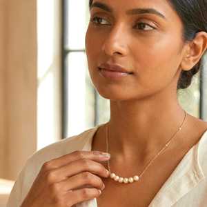 Pearl Bar <b>Necklace</b>, Sterling Silver Pearl Dainty Handmade June <b>Birthstone</b> Jewelry Gift - Product Image 4
