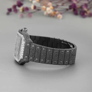 Reloj de Diamantes Moissanite VVS Cultivados en Laboratorio, Totalmente Brillantes, en Blanco y Negro, para Hombre, con Esfera y Correa de Acero Inoxidable, Movimiento de Cuarzo - Product Image 3