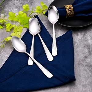 Ensemble de 4 cuillères en acier inoxydable argenté au design moderne et majestueux, finition miroir, pour les occasions festives - Product Image 6