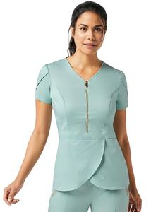 Conjuntos de trajes médicos estampados, uniformes quirúrgicos de moda para mujer, trajes médicos elásticos suaves para enfermera, Mangas de tulipán con cremallera frontal - Product Image 6