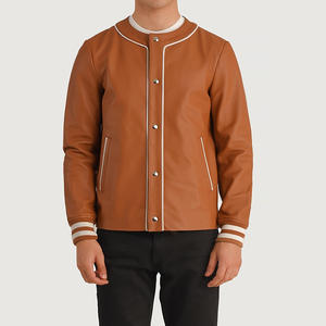 2024 OEM personnalisé High Street Style Varsity vestes manches en cuir brodé avec laine col montant Baseball uniforme veste - Product Image 5