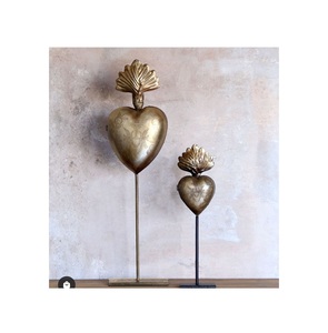 Metal Colgante Sagrado Corazón Pequeño Oro Corazón Plano Católico Oro - Product Image 5