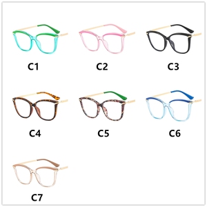 Gafas graduadas para mujer, monturas ópticas, Anti-azul, rosa claro, ceja TR90, Ojo de gato cuadrado, aleación óptica dorada - Product Image 6