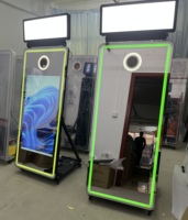 Miroir Photo Booth Flash Lumineux avec Cadre LED et Éclairage d'Appoint pour Fêtes à Domicile et Mariages