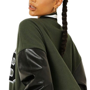 เสื้อแจ็คเก็ตสไตล์วาร์ซิตี้แบบครอป แขนยาว ทรงสั้น แฟชั่นใหม่ สำหรับผู้หญิง สีสันตามสั่ง ผ้าถัก ระบายอากาศได้ดี - Product Image 6