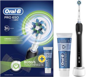 แปรงสีฟันไฟฟ้า CrossAction 650 Oral-B Pro ใช้พลังงานจากเบราน์