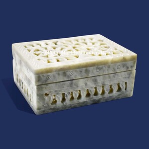 Caja tallada de esteatita hecha a mano con diseño de pieza natural, producto de alta calidad, trabajo hecho a mano de Jali para decoración del hogar, artículos de regalo - Product Image 3