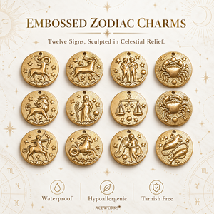 Amuleto del Zodiaco en Relieve |   Colgante de Astrología y Horóscopo en Acero Inoxidable con Baño de Oro PVD de 18K, Resistente al Agua, Hipoalergénico y Antideslustre - Product Image 1
