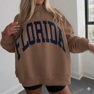 Ropa de calle bordada personalizada, jersey de cuello alto de algodón suave, Sudadera de cuello simulado de gran tamaño para mujer - Product Image 5