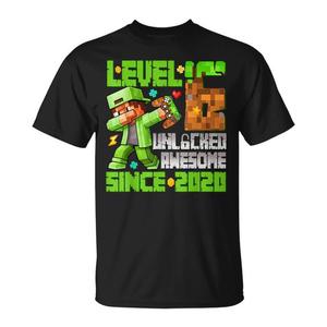 T-shirt per il 6° compleanno 2020 con stampa 'Level 6 Unlocked Awesome' per ragazzi, T-shirt promozionale per il 6° compleanno 2020 con stampa 'Unlocked Awesome' - Product Image 1