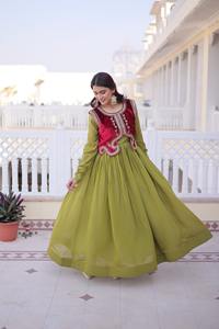 Vestidos Anarkali de Material Mal Chanderi con Terciopelo Helado, Bordados con Cuentas y Lentejuelas, Diseño Koti, Ropa Étnica India - Product Image 2