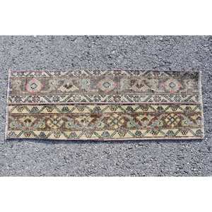 พรม1.3x3.6ft เทอร์ควอยส์สีน้ำตาลเบจแบบคลาสสิกพรมปูพื้นขนาดใหญ่ดีไซน์งานเย็บปะทำจากขนสัตว์พรมยางปูพื้นทรงสี่เหลี่ยมผืนผ้าสำหรับห้องโถงทางเข้า - Product Image 4