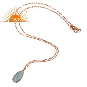 Collar con Colgante de Plata de Ley 925 con Calcedonia Natural Aqua, Última Moda 2026, para Fabricantes de Joyería de Diseño Personalizado - Product Image 4