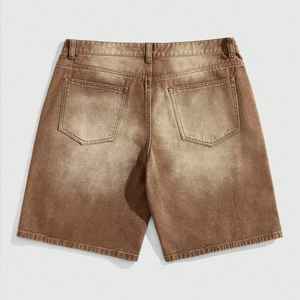 Shorts en jean vintage pour homme, décontractés, taille mi-haute, respirants, séchage rapide, 100% coton, bord brut, fermeture éclair et décoration en strass - Product Image 2