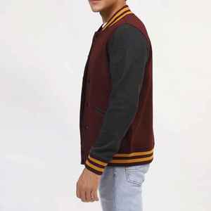 <b>Men's</b> Custom Oversized Genuine <b>Leather</b> Sleeves Pink Fleece Letterman College Varsity <b>Jacket</b> CollegeBaseballjacket for <b>men</b> - Product Image 5