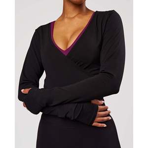 Leisure <b>Top</b> All Day Wrap FLXCotton Long Sleeve Shirt-<b>Black</b> - Product Image 3