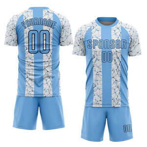 Camiseta de Fútbol Personalizada para Hombre, Azul y Blanca a Rayas, Sublimada, Absorbente de Humedad, Manga Corta, Uniforme para Adultos, Ropa Deportiva para Todas las Temporadas - Product Image 1