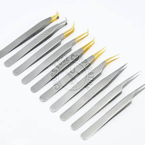 Professional Fiber Tip Eyelash Extension Tweezer Curved Angled Moon Shape Isolation Lightweight Lash <b>Tool</b> - Product Image 1