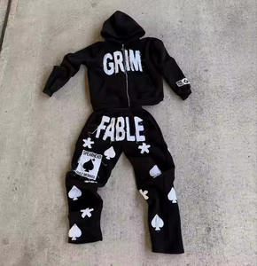 Survêtement de rue pour homme avec broderie Logo personnalisé Tissu éponge français en coton pour homme Vintage Sun Fade Survêtement de qualité supérieure - Product Image 1