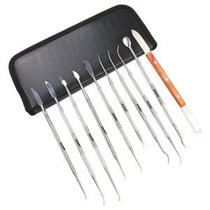 Outils dentaires Lot de 10 outils de soins bucco-dentaires en acier inoxydable pour enlever la plaque dentaire Kit en acier inoxydable avec étui - Product Image 3
