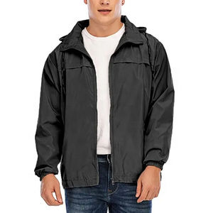 Vestes coupe-vent en toile de haute qualité légères à capuche avec logo personnalisé de qualité supérieure pour hommes - Product Image 1