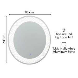 กระจกห้องน้ำ LED ดีไซน์อิตาลีขนาด 70 ซม. พร้อมตกแต่งด้วย Koricini - Product Image 2