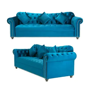 अनुकूलन यूरोपीय शैली के लिविंग रूम फर्नीचर नेवी ब्लू रंग के सोफे, वियतनाम से फैक्टरी सोफा सेट से सीधी कीमत