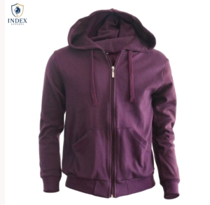 เสื้อฮู้ดซิปผู้ชาย INDEX APPAREL สีพื้น ทรงปกติ สวมใส่สบาย ผ้าถัก 100% คอตตอน เหมาะสำหรับใส่ในฤดูใบไม้ร่วง - Product Image 1